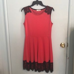 Coral and lace summer dress